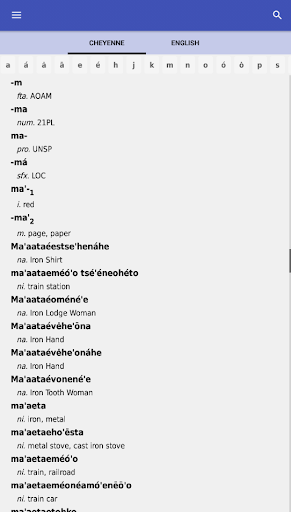 Android application Cheyenne Dictionary screenshort