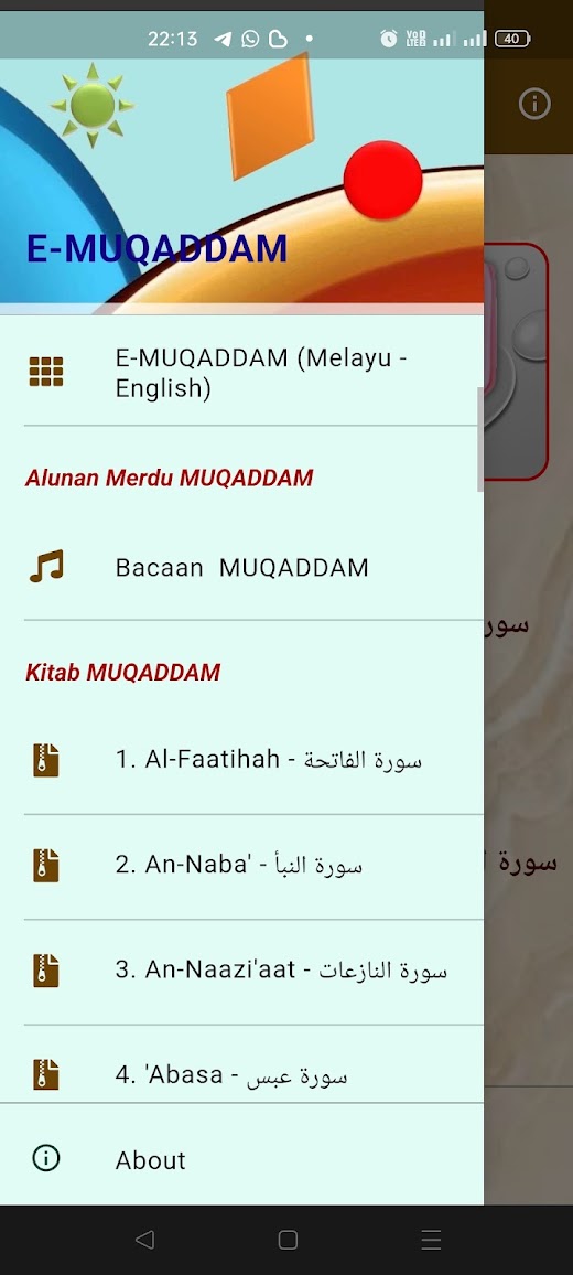Android application MUQADDAM - (Malay Translation) screenshot
