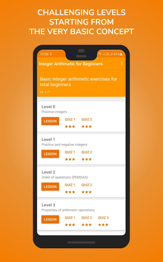 Android application Basic Arithmetic of Integers screenshort