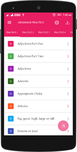 Android application English Grammar Practice screenshort