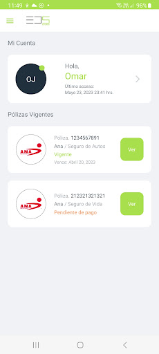 Android application EDSeguros screenshort
