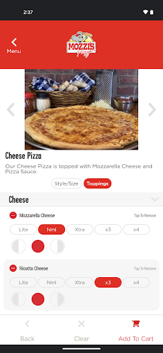Screenshot of Mozzi's Pizza