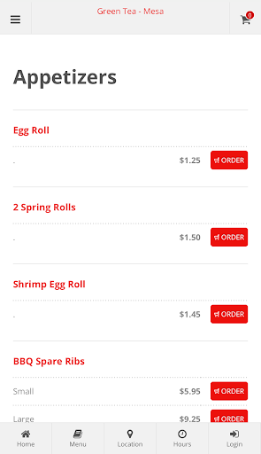 Green Tea Mesa Online Ordering Screen 2