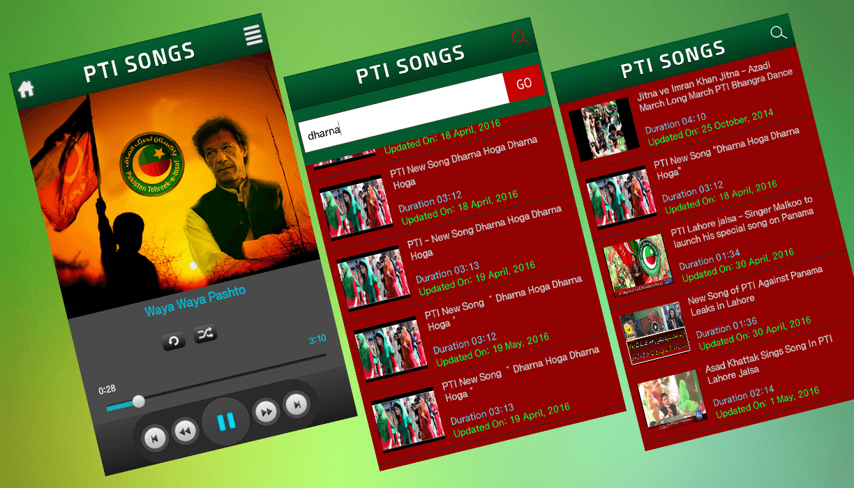 Android application Tehreek-e-Insaf Songs (Audio & Video) screenshort