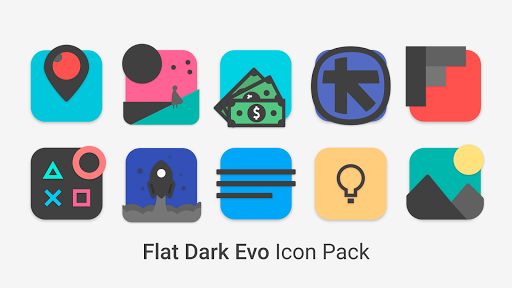 Screenshot of Flat Dark Evo - Icon Pack