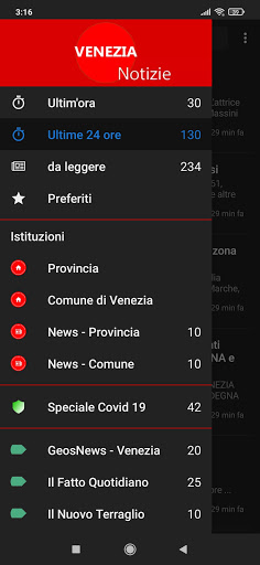 Android application Venezia notizie screenshort