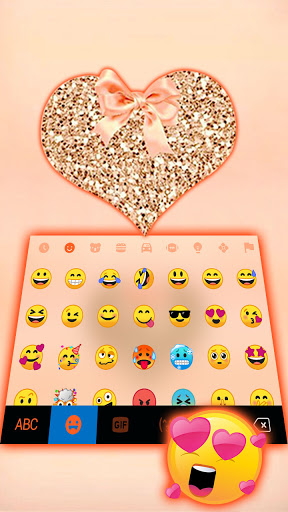 Glitter Heart Coral Keyboard B Screen 3