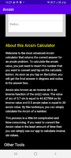 Arcsin Calculator Screen 3