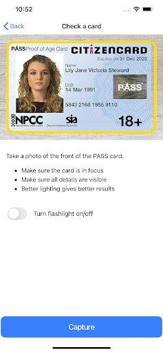 PASS Card Verify Screen 3