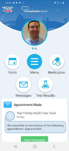Android application MyFrimleyHealth Record screenshort