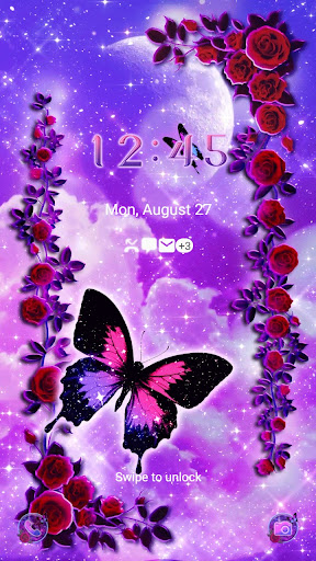 Purple Sky Butterfly-Wallpaper Screen 2