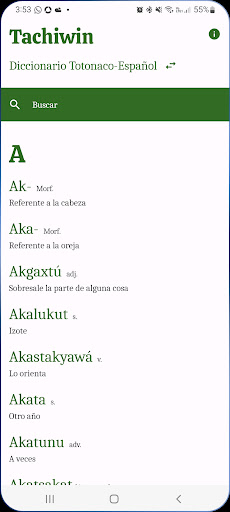 Android application Diccionario Totonaco Tachiwin screenshort