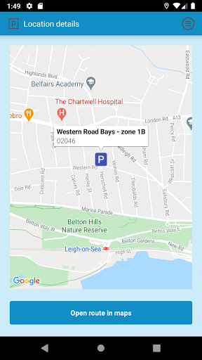 Android application Southend Parking screenshort