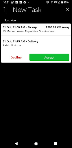 Android application Faci-Delivery screenshort