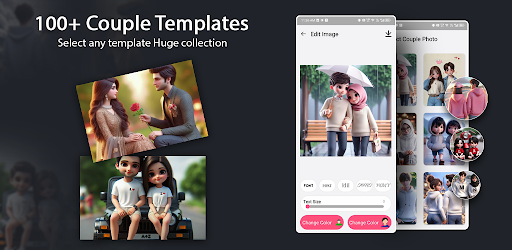 Couple text on photo editor BG