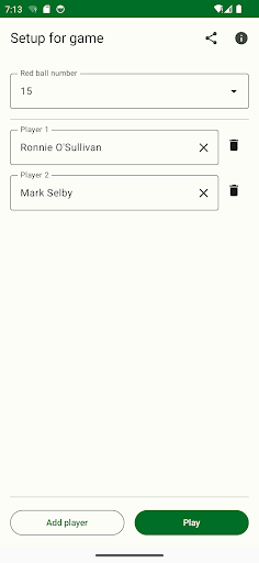 Android application Snooker Scoreboard screenshort