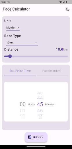 Android application Pacelator screenshort