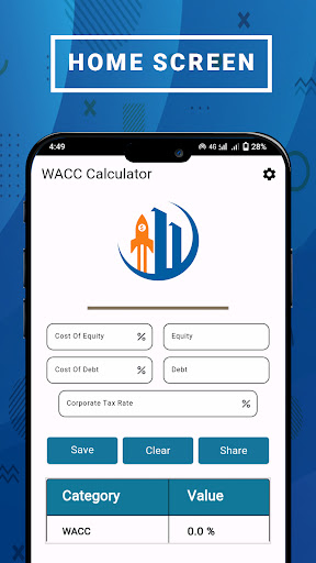 Android application WACC Calculator screenshort