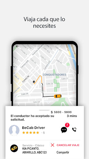BeCab Pasajero: Viajes en Taxi Screenshot 4 - AppWisp.com