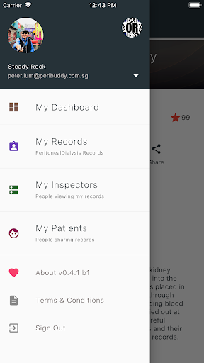 Android application PeriBuddy - Managing Peritonea screenshort