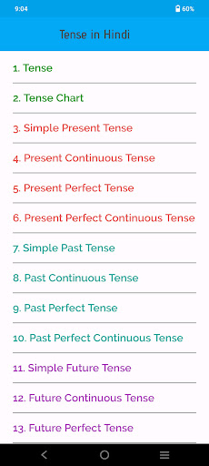 Tense in Hindi-English Grammar Screen 2