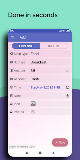 MyMoneyLog - Expenses, Budgets Screen 2