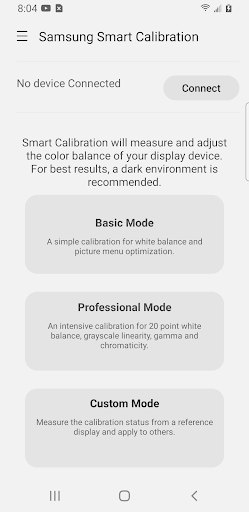 Android application Samsung Smart Calibration screenshort