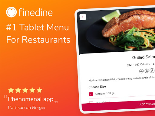 Android application FineDine Tablet Menu screenshort