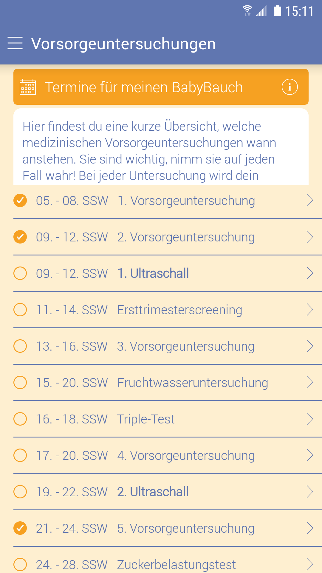 Android application Mein BabyBauch screenshort