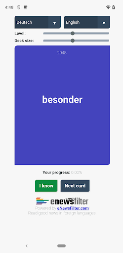 Android application Learn language with flashcards screenshort