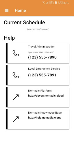 Android application Nomadis screenshort