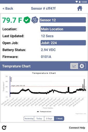 Android application SwarmTemp Monitoring screenshort