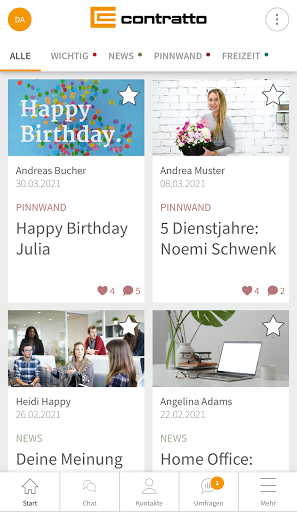 Android application contratto screenshort
