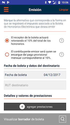 e-Honorarios SII Screen 3
