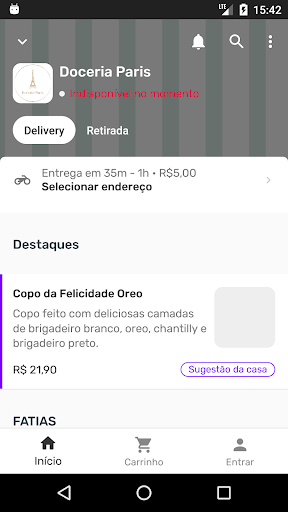 Android application Doceria Paris screenshort
