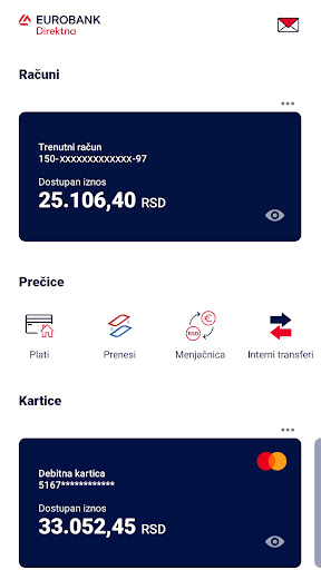 Eurobank Direktna m-banking Screen 2