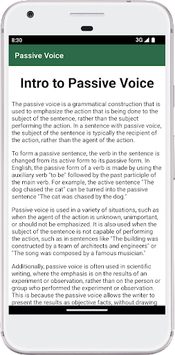 Android application Passive Voice and Active Voice screenshort