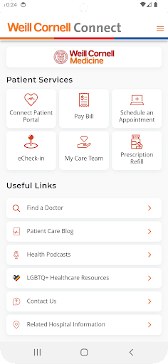Android application Weill Cornell Medicine screenshort