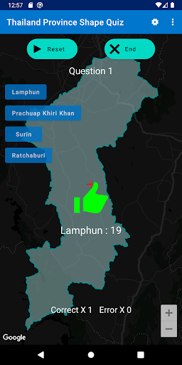 Android application Thailand Province Shape Quiz screenshort