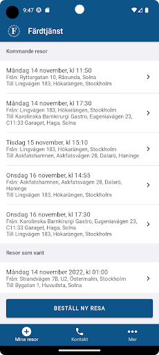 Android application Färdtjänsten Stockholm screenshort