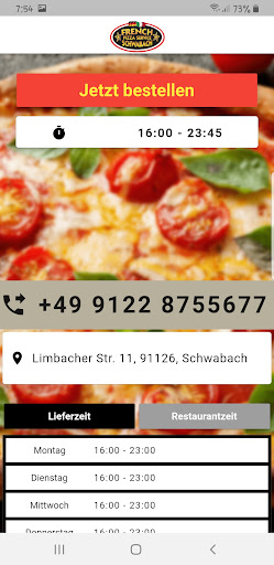French Pizza Service Screen 2
