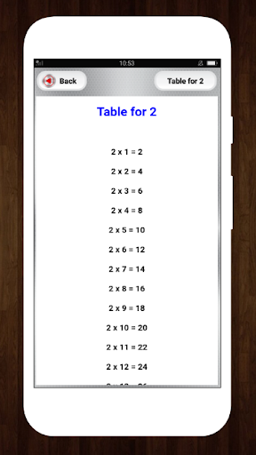 Multiplication Math Tables Screen 3