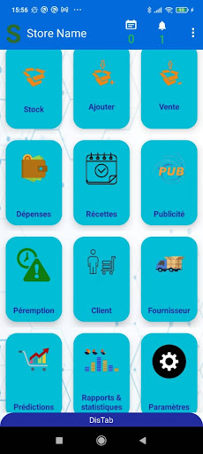 Android application DisTab - Point de vente screenshort