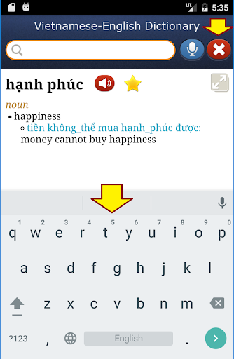 Android application Vietnamese-English Dictionary+ screenshort