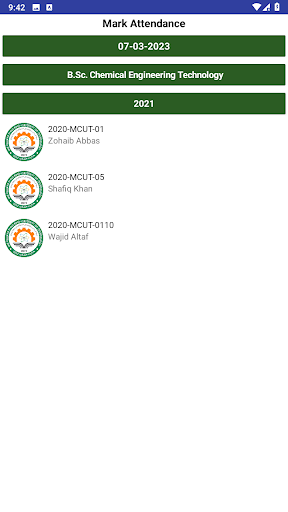 Students Attendance - MCUT Screen 3