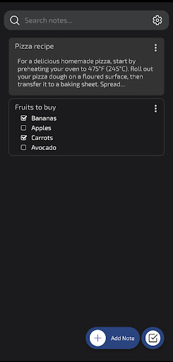 NoteFreze Screen 2