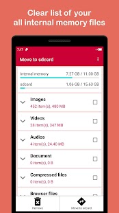 Move files to SD card Bildschirmfoto