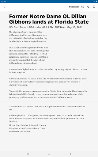 Screenshot of NDInsider