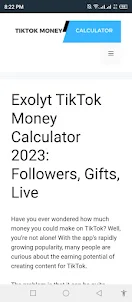 TikTuk Money Calculator
