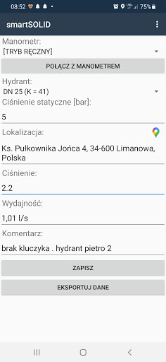 Aplikacja do badania hydrantów Screen 3